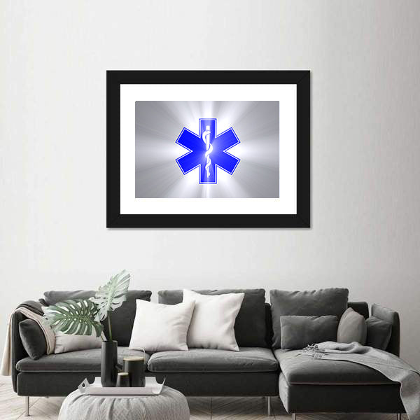 Star of Life with Rod of Asclepius Canvas Wall Art