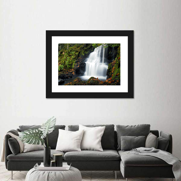 Tobermory Waterfall with Mossy Rocks Canvas Wall Art