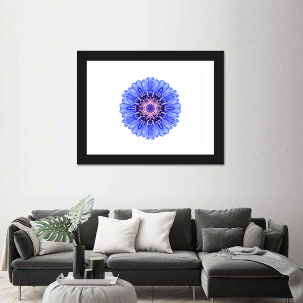 Blue Cornflower Mandala Canvas Wall Art