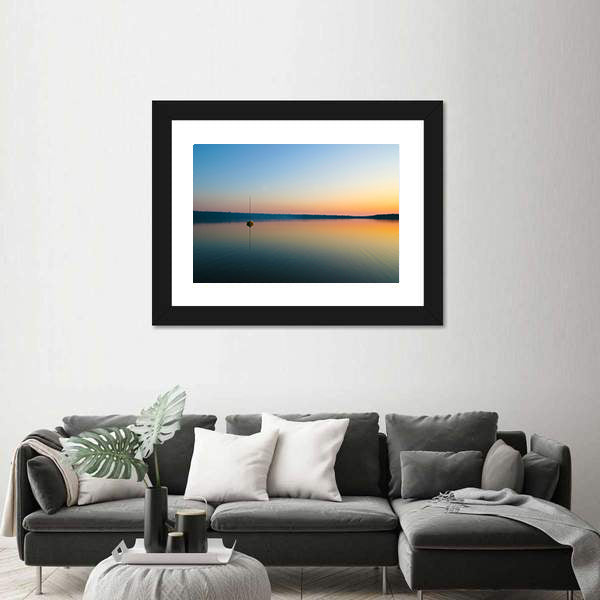 Yellow Sailboat at Sunset Canvas Wall Art