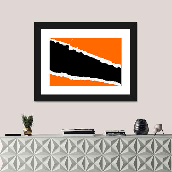 Torn Paper Abstract with Orange Fields Canvas Wall Art