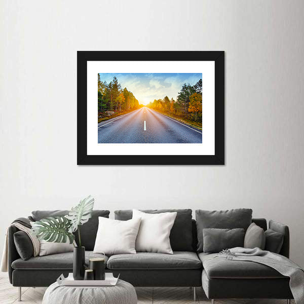 Scenic Road In Sweden Canvas Wall Art