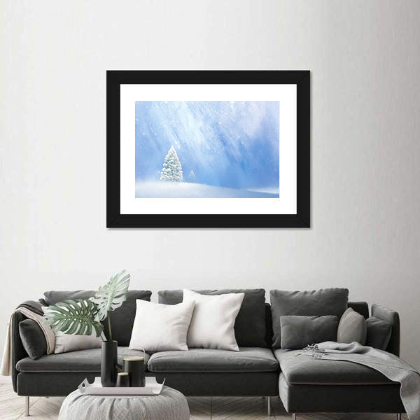 Snow-covered Pines in Soft Winter Light Canvas Wall Art