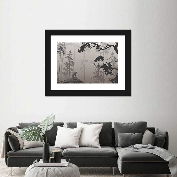 Wolf In The Forest Canvas Wall Art