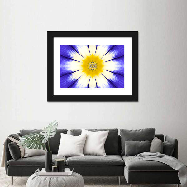 Kaleidoscope Blue Mandala Flower Canvas Wall Art