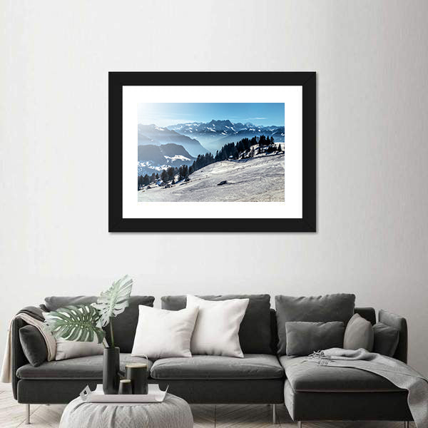 Winter Mountain Ski Slope Canvas Wall Art