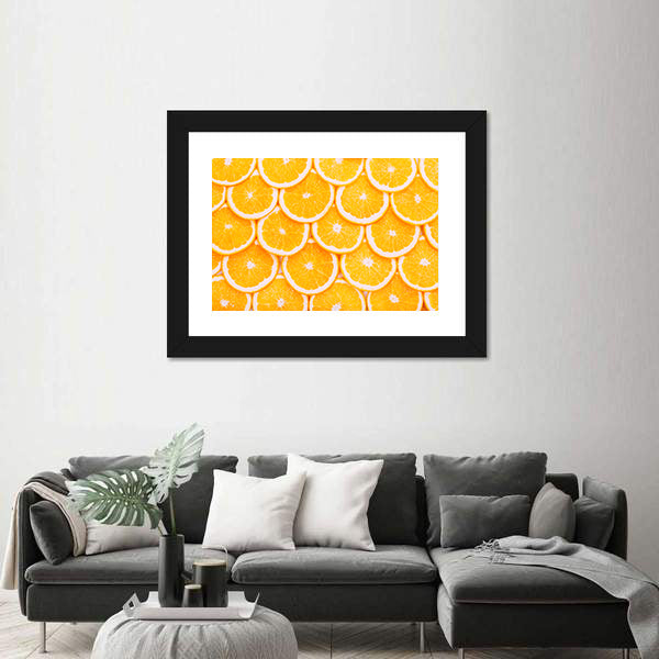 Fresh Orange Slices Pattern Canvas Wall Art