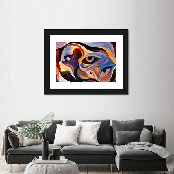 Abstract Human Profile with Eyes Canvas Wall Art