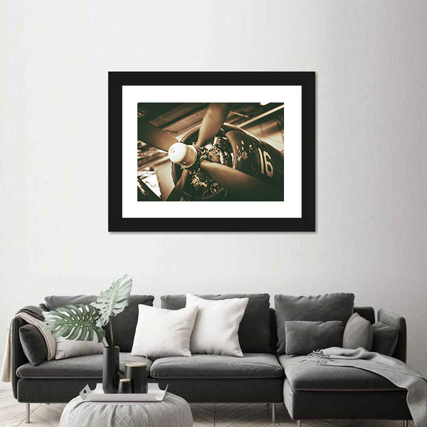 Vintage Military Aircraft Propeller Closeup Canvas Wall Art