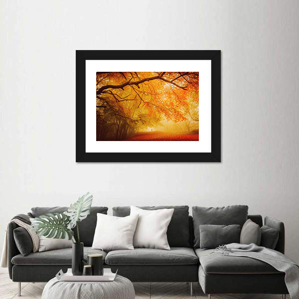 Seasonal Forest Fall Walk Canvas Wall Art