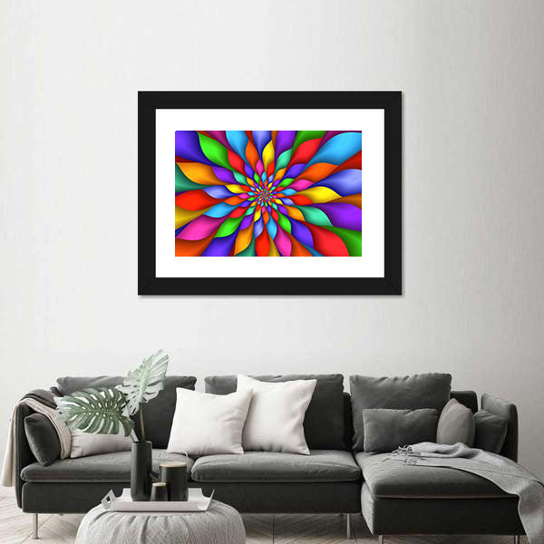 Rainbow Petal Spiral Abstract Canvas Wall Art