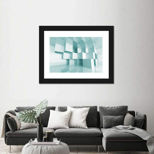 Reflective Stacked Cubes Canvas Wall Art