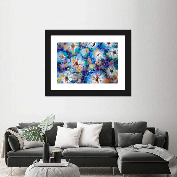 Abstract Watercolor Floral with Starburst Motifs Canvas Wall Art