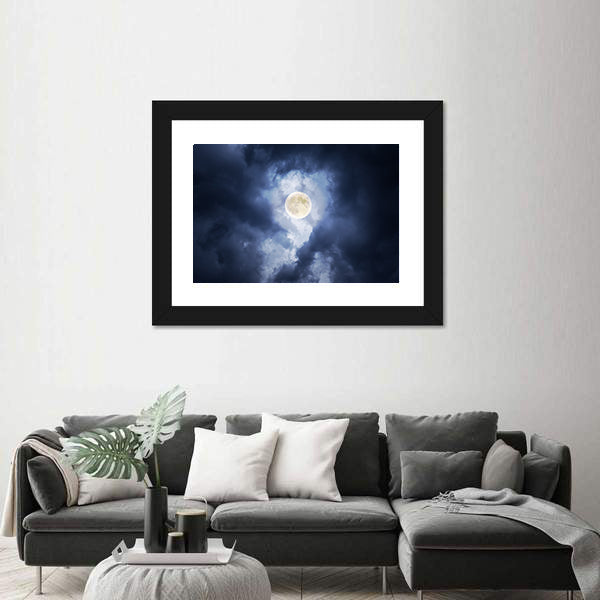 Supermoon in Clouds Canvas Wall Art