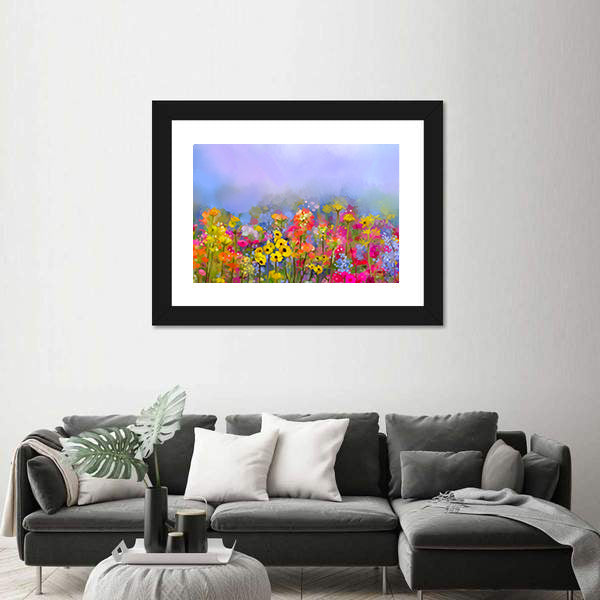 Multicolor Spring Wildflower Meadow Canvas Wall Art