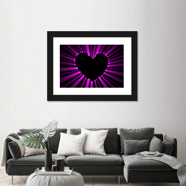 Magenta Heart with Radial Light Rays Canvas Wall Art