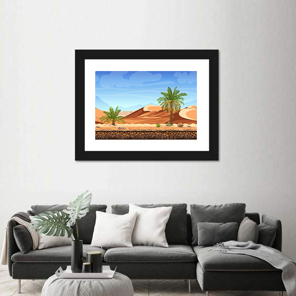 Desert Side-scrolling Game Scene Canvas Wall Art