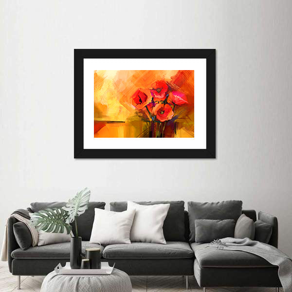 Abstract Red Poppy Bouquet Canvas Wall Art
