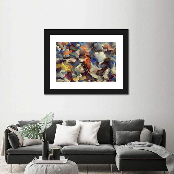Colorful Retro Abstract Brushstroke Composition Canvas Wall Art