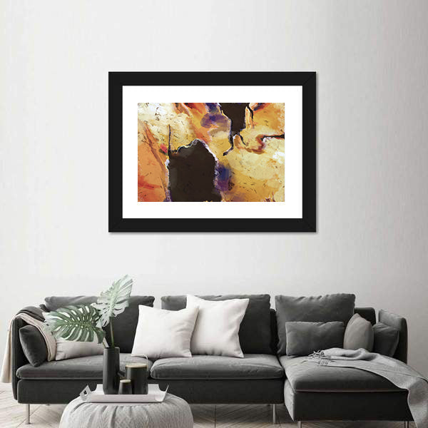 Textured Orange Abstract with Dark Central Void Canvas Wall Art