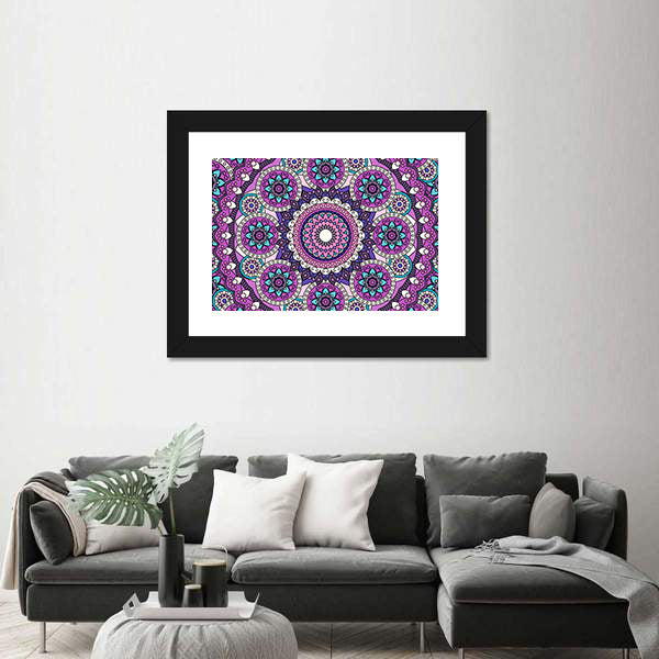 Purple Mandala Pattern Canvas Wall Art