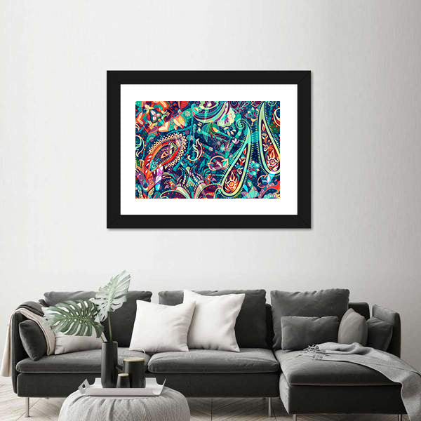 Colorful Boho Paisley Floral Canvas Wall Art