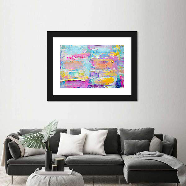 Layered Brushstrokes in Blue and Pink Canvas Wall Art