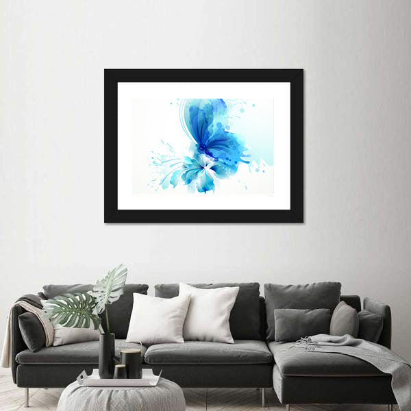 Translucent Blue Butterfly Abstract Canvas Wall Art