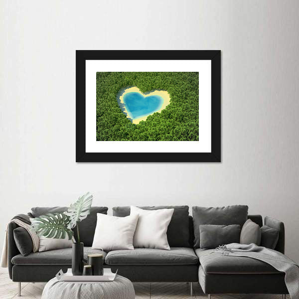 Heart Shaped Pond In A Tropical Forest Canvas Wall Art