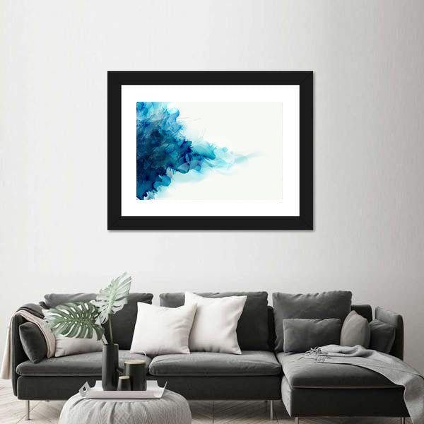 Blue Watercolor Ink Blot Canvas Wall Art