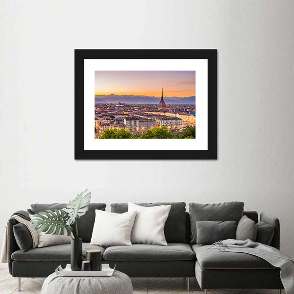Torino Cityscape In Turin Italy Canvas Wall Art