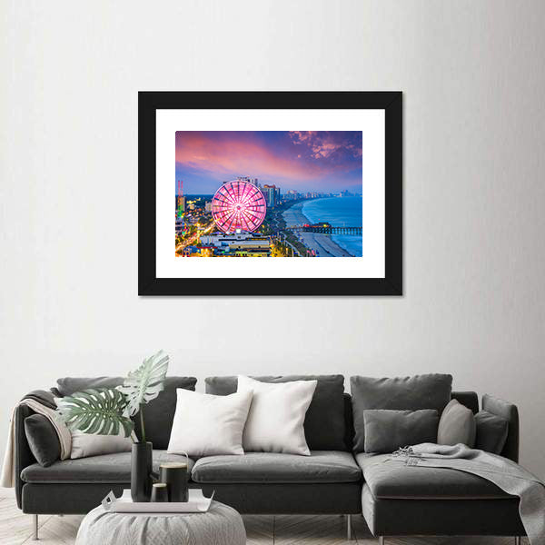 Myrtle Beach Sunset Ferris Wheel Canvas Wall Art