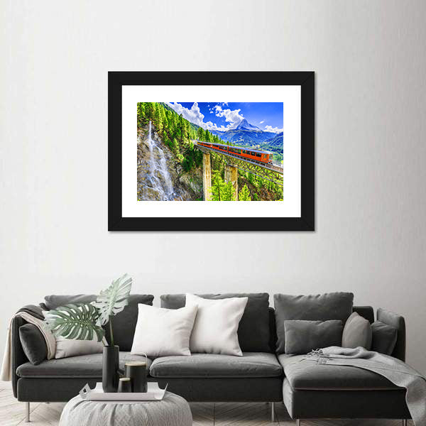 Gornergrat Tourist Train In Zermatt, Switzerland Canvas Wall Art