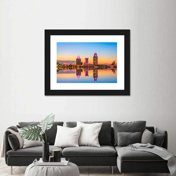 Alabama Downtown Skyline at Dusk Canvas Wall Art