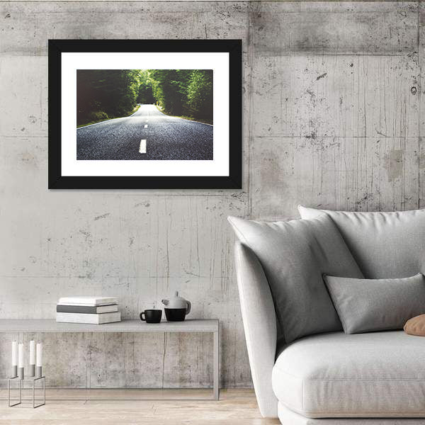 Summer Country Road Through Forest Canvas Wall Art