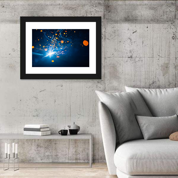 Welding Arc with Blue Smoke and Sparks Canvas Wall Art