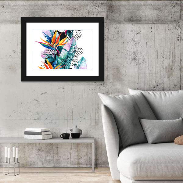 Tropical Watercolor Paradise Flowers Canvas Wall Art