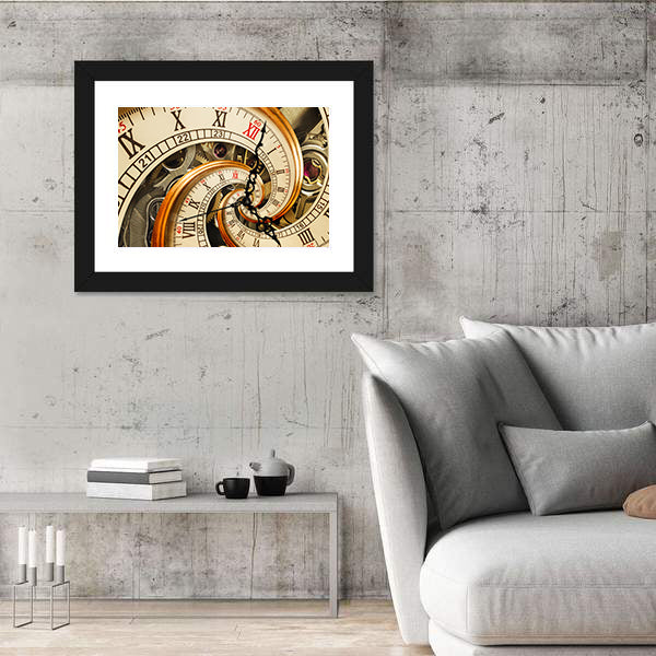 Surreal Antique Old Clock Abstract Canvas Wall Art