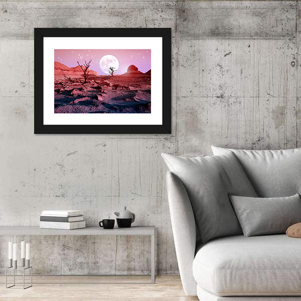 Lonely Dry Trees in Desert Canvas Wall Art