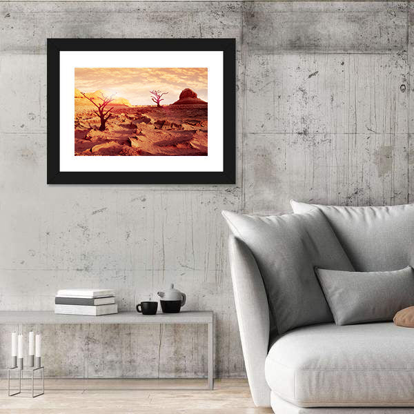Dry Trees in the Desert Canvas Wall Art