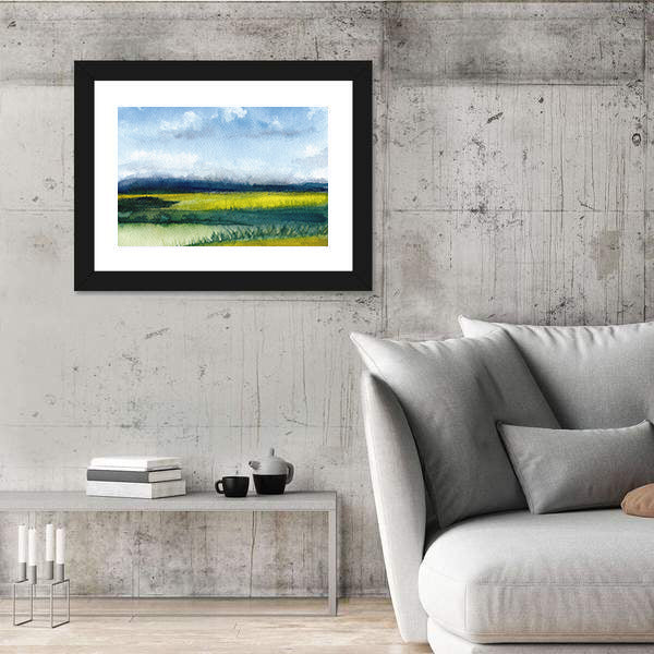 Hand-drawn Fields Watercolor Canvas Wall Art