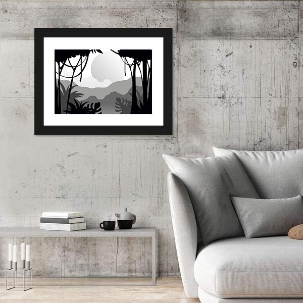 Tropical Forest Silhouette Canvas Wall Art
