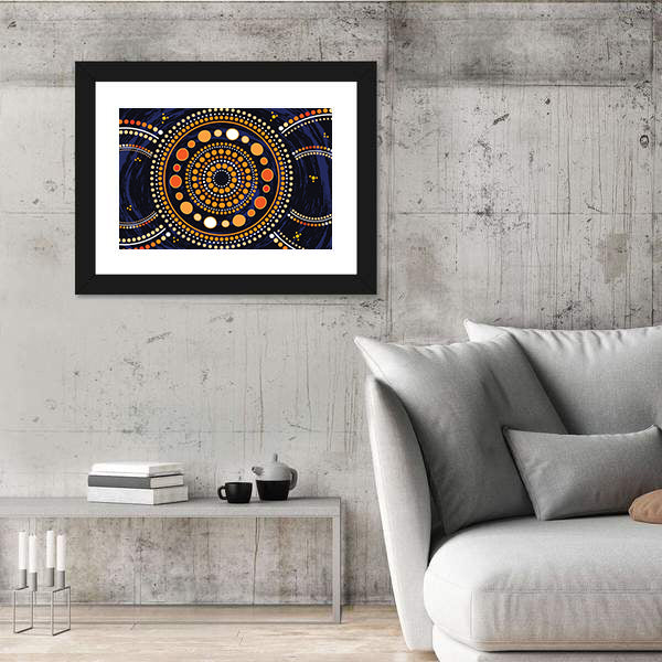 Blue Mandala Dot Illustration Canvas Wall Art
