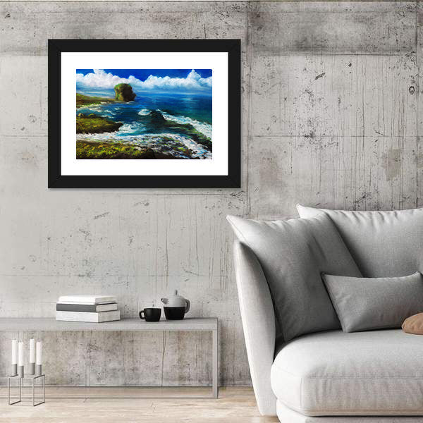 Coastal Landscape with Sea Stack Canvas Wall Art