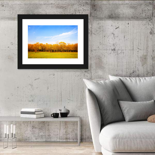 Autumn Meadow with Golden Leaves Canvas Wall Art