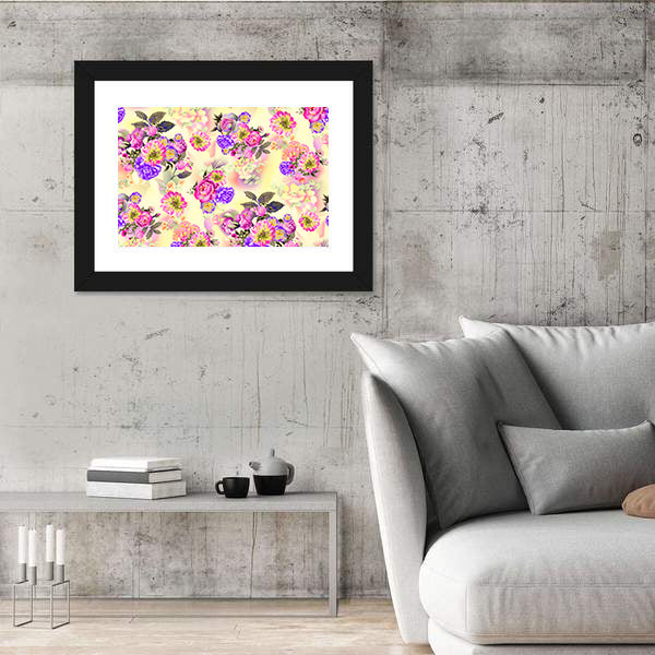 Summer Garden Roses and Iris Canvas Wall Art