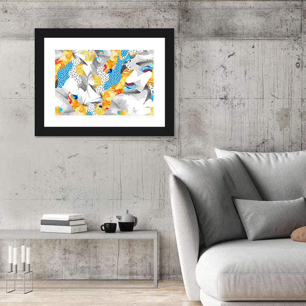 Watercolor Fluid Shapes with Polka Dots Canvas Wall Art