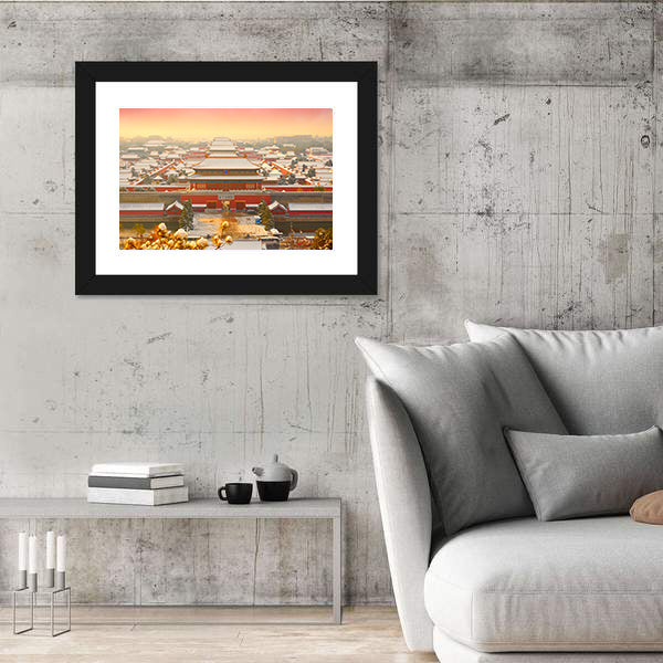 Forbidden City Snow at Sunset Canvas Wall Art
