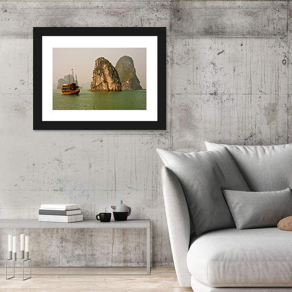 Boat in Halong Bay, Vietnam Canvas Wall Art