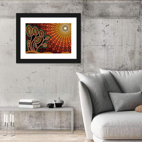 Aboriginal Tree on Hill Canvas Wall Art